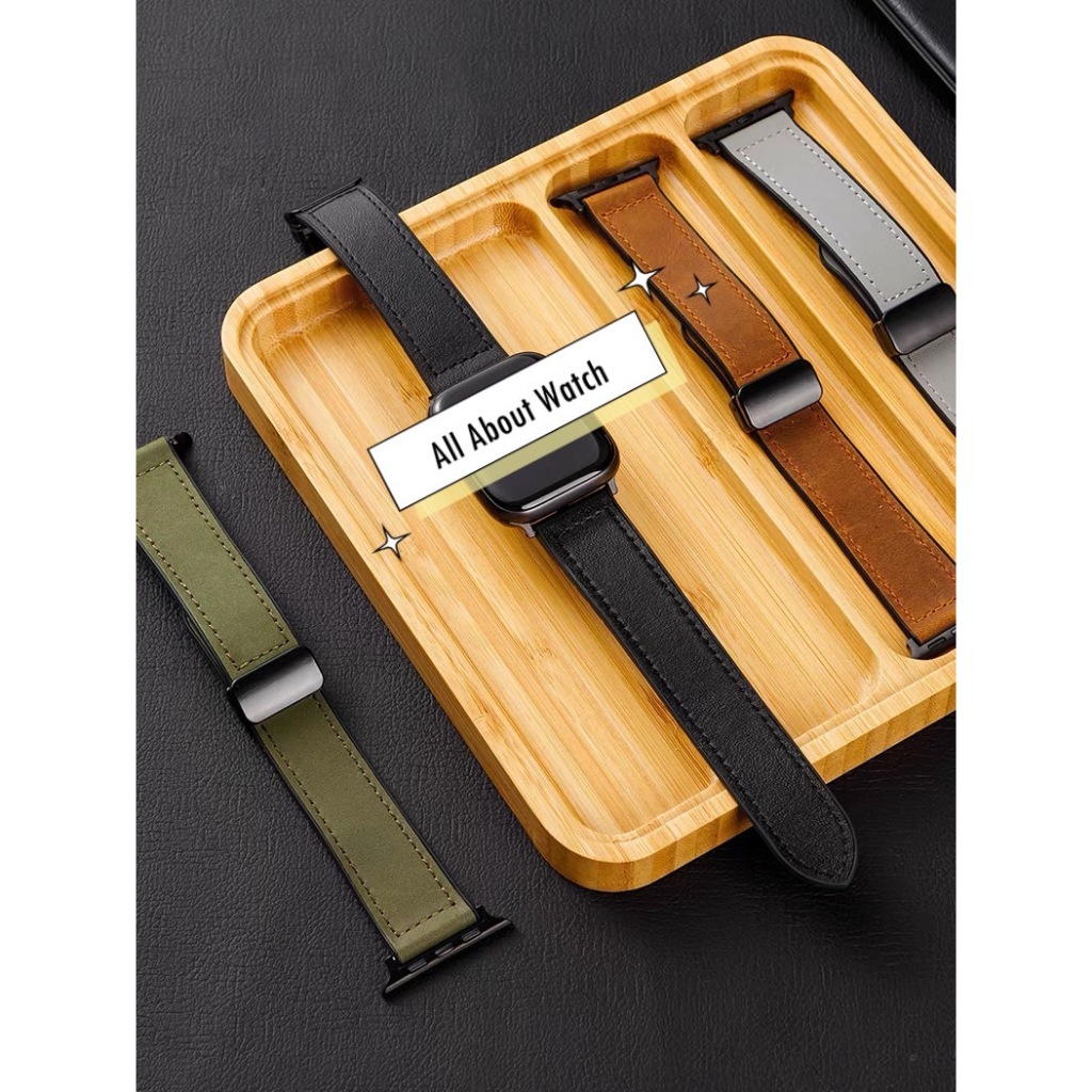 พร้อมส่ง สายนาฬิกา สายหนัง PU+ยาง แบบแม่เหล็กล็อค ใช้ได้กับ Smart Watch 9 8 7 6 5 4 3 2 1 Ultra และ 