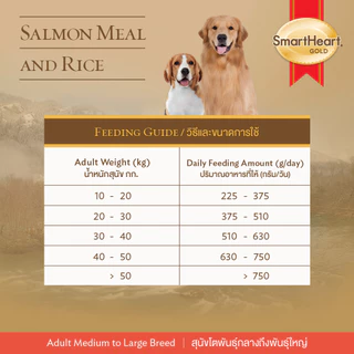 สมาร์ทฮาร์ท โกลด์ อาหารสุนัข สูตร ปลาแซลมอนและข้าว สุนัขโตพันธุ์กลางถึงพันธุ์ใหญ่ 7.5กก.