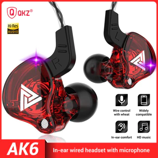 หูฟังQKZ AK6 Proหูฟังอินเอียร์ ระดับเสียง HI-FI Stereo In-Ear Earphone สายยาว 1.2 เมตรหัวเสียบ 3.5 มม พร้อมไมโครโฟน