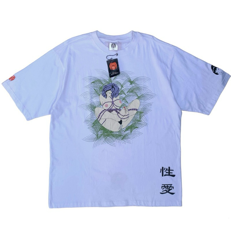 เสื้อยืดสีขาว ลายผู้หญิงกับศิลปะการรัดเชือกของญี่ปุ่น Size 52,54,56”