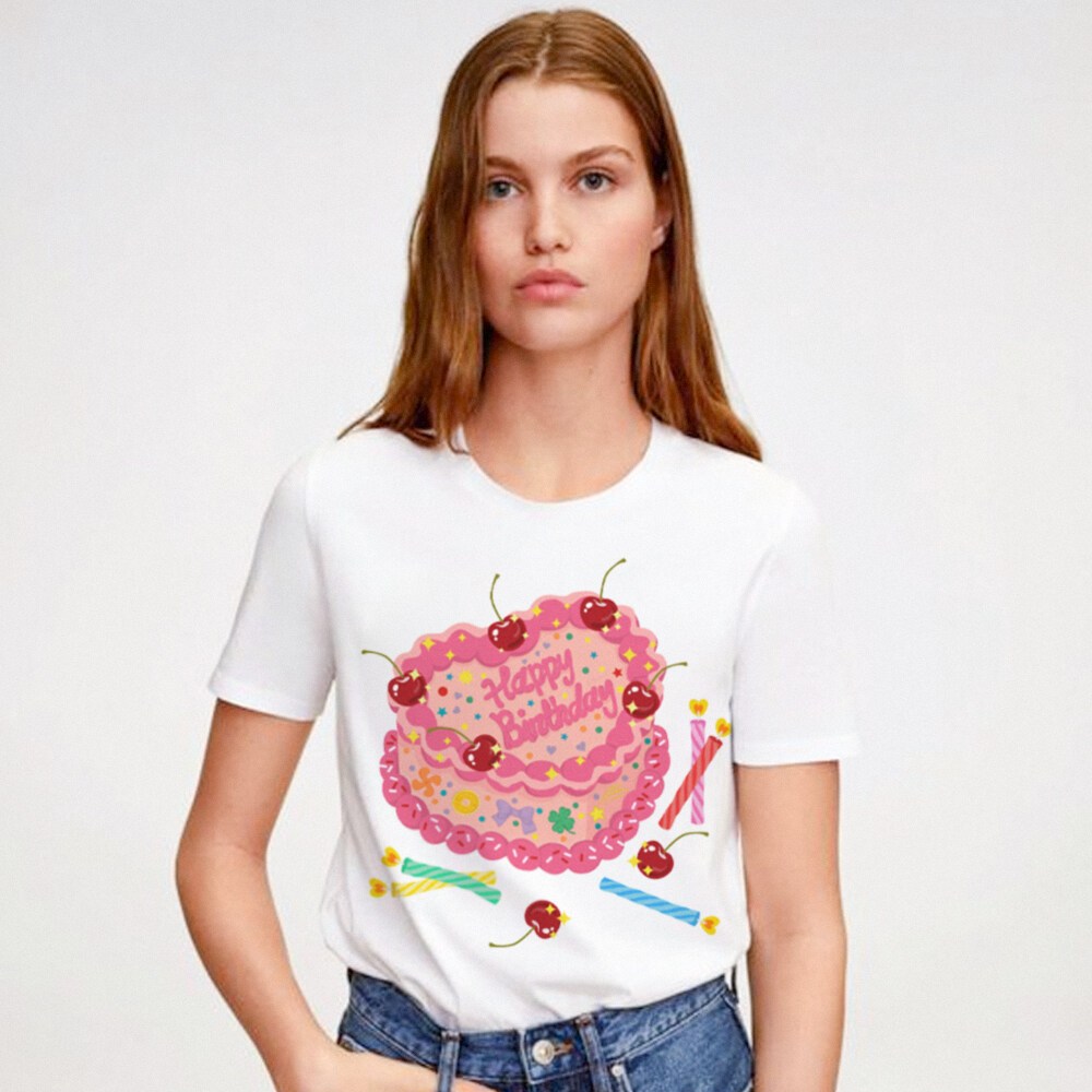 iCONiC BIRTH DAY CAKE T-SHIRT #7373 เสื้อยืด พิมพ์ลาย ขนมเค้ก สุขสันต์วันเกิด