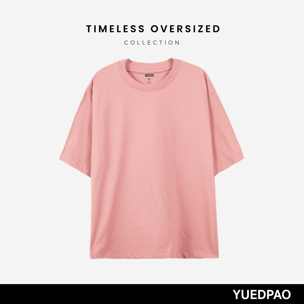 Yuedpao Oversized Timeless ผ้าหนายับยากรีดง่าย เสื้อยืดทรงหลวม ดีไซน์คลาสสิค เสื้อยืดเปล่า โอเวอร์ไซส์ สี Baby Pink