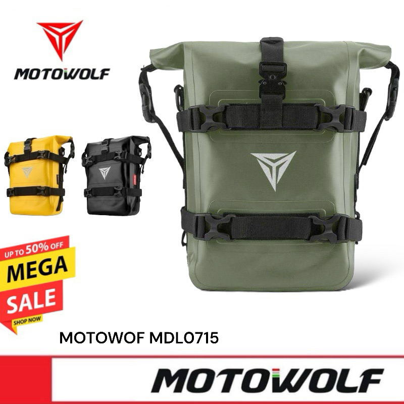 [ซื้อในไลฟ์ มีโค้ดลด 100.-]🔥 MOTOWOLF MDL 0715 กระเป๋าติดเเคชบาร์ ใส่ของติดข้างมอเตอร์ไซค์ กันน้ำ กันฝน