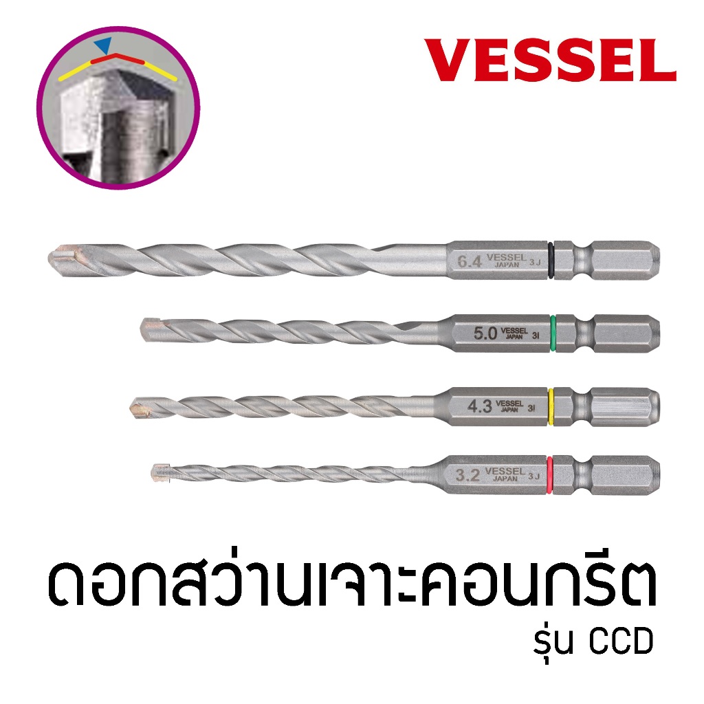 Vessel ดอกสว่านเจาะคอนกรีต ปูน อิฐ รุ่น CCD