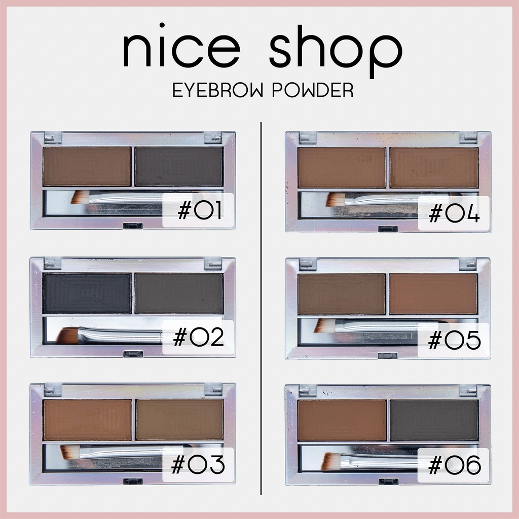 [No.404] Nice Shop Eyebrow Powder เขียนคิ้วตลับ 2 ช่อง เขียนคิ้วฝุ่น พร้อมแปรงหัวตัดและแปรงเบลน