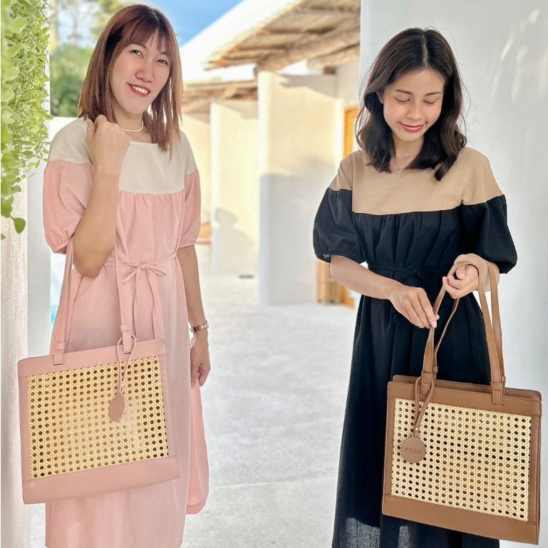 👀✨,,รุ่นนี้ใส่สบายมาก!!! เดรสวิเวียน ทรงปล่อย สีทูโทน มีกระเป๋าข้างด้วยนะคะ #206