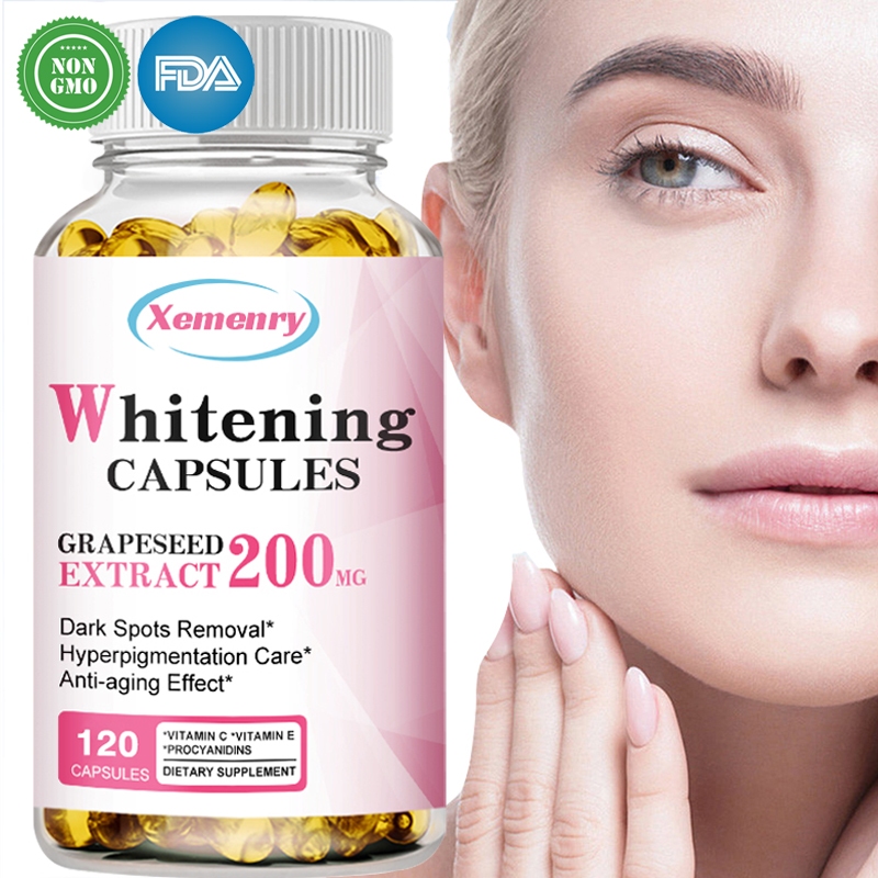 XEMENRY Organic Vitamin C Capsules สารต้านอนุมูลอิสระภูมิคุ้มกันสนับสนุนผิวกระจ่างใสต่อต้านริ้วรอยผิวขาวใส