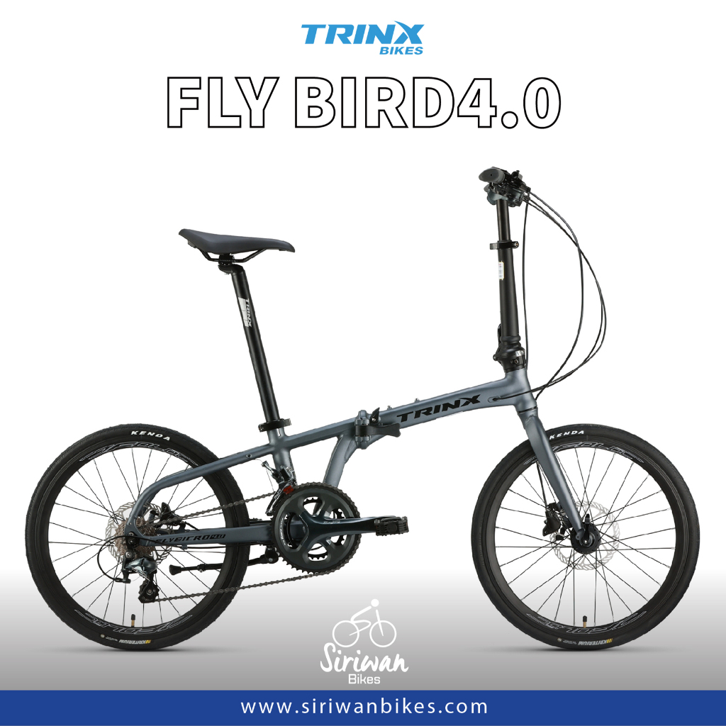 TrinX Flybird 4.0 *ผ่อนได้ คอยน์คืน* จักรยานพับได้ เฟรมอลูมิเนียมซ่อนสาย 20" Shimano Tiagra 20 สปีด ดิสเบรกน้ำมัน