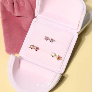 earika.earrings - hologram heart planet stud ต่างหูแป้นทับรูปดาวเสาร์โฮโลแกรม มี 3 สี เงินแท้ เหมาะสำหรับคนแพ้ง่าย
