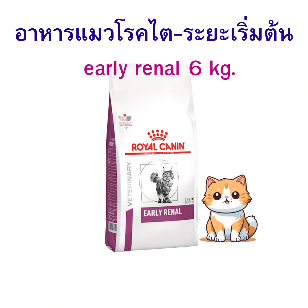 (หมดอายุ : 18/04/2027) royal canin อาหารแมวโรคไตระยะเริ่มต้น early renal 6 กิโลกรัม