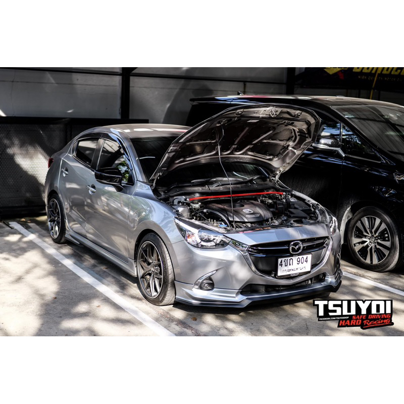 tsuyoi ค้ำโช๊ค กันโครง หน้าบน แท้ ค้ำฝากระโปรง สเป็ค ตรงรุ่น Mazda 2 Skyactiv โช๊ค ทัสซิโย่ มาสด้า สกาย เหล็กค้ำกันโครง