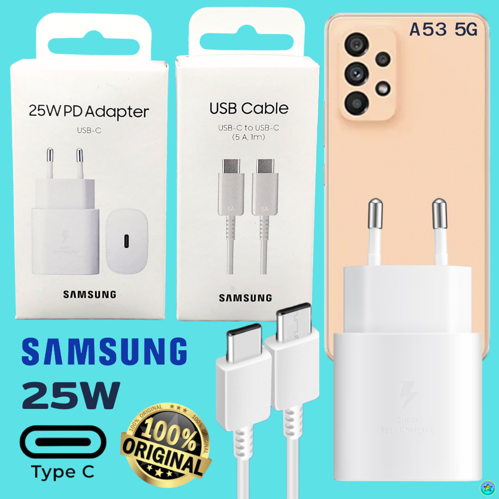 ที่ชาร์จ Samsung 25W (EU) หัว+สาย Usb-C Type-C 1-1.8ม. สำหรับ ซัมซุง A53 5G Adaptive Fast Charging ช