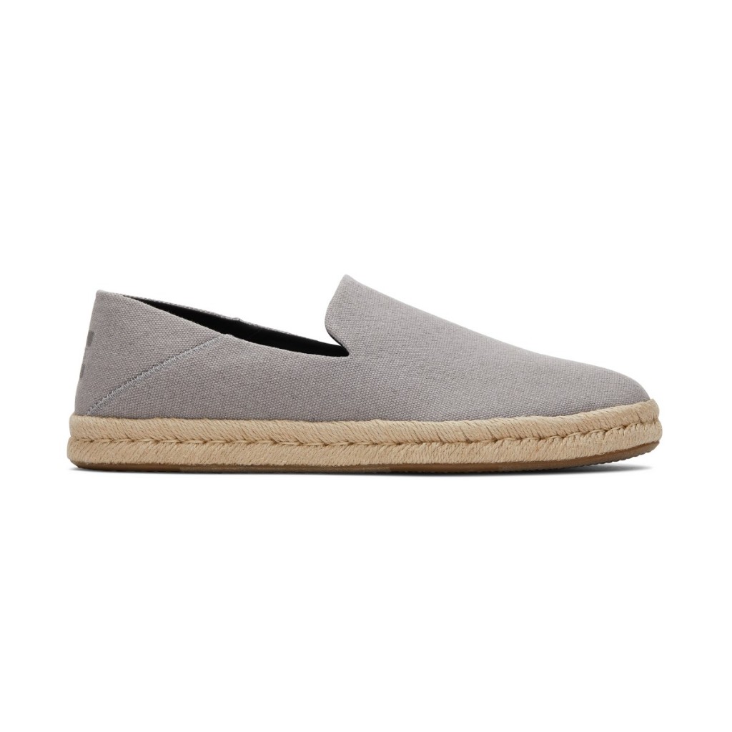 TOMS รองเท้าลำลองผู้ชาย สลิปออน รุ่น Santiago Drizzle Grey Recycled Cotton Canvas (CC) รองเท้าลิขสิทธิ์แท้