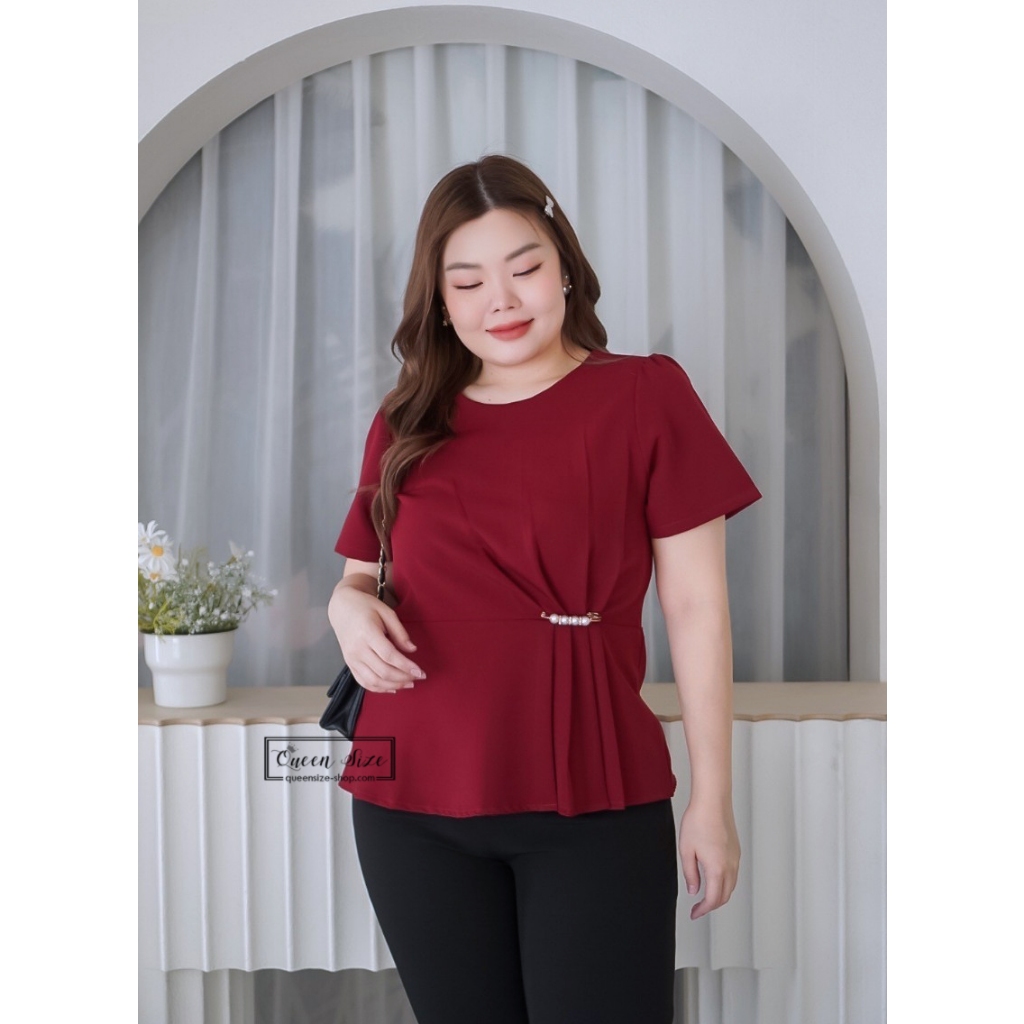Kylie-สีแดง เสื้อไซส์ใหญ่สำหรับสาวอวบสาวอ้วน อก 42,46,50 นิ้ว Plus size Fashion Bigsize