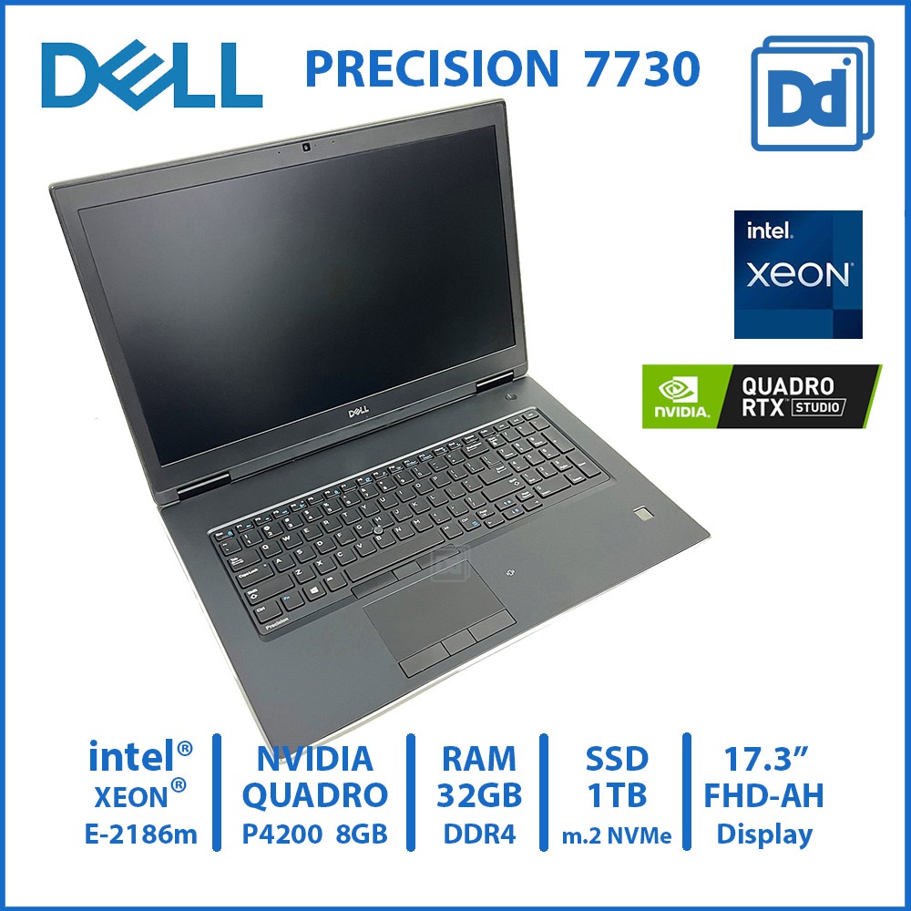 DELL PRECISION 7730 INTEL XEON E-2186m NVIDIA Quadro P4200 8GB RAM 32GB NVMe 1TB Used Workstation โน๊ตบุ๊คทำงาน