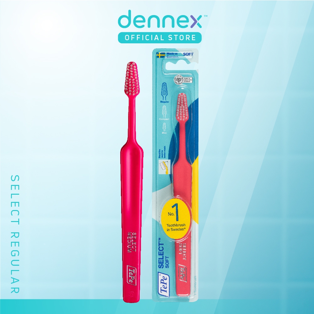 TePe Select แปรงสีฟันขนนุ่ม หัวแปรงเรียว เข้าถึงได้ลึกถึงด้านใน เทเป้ ซีเลค 1 ชิ้น คละสี by Dennex