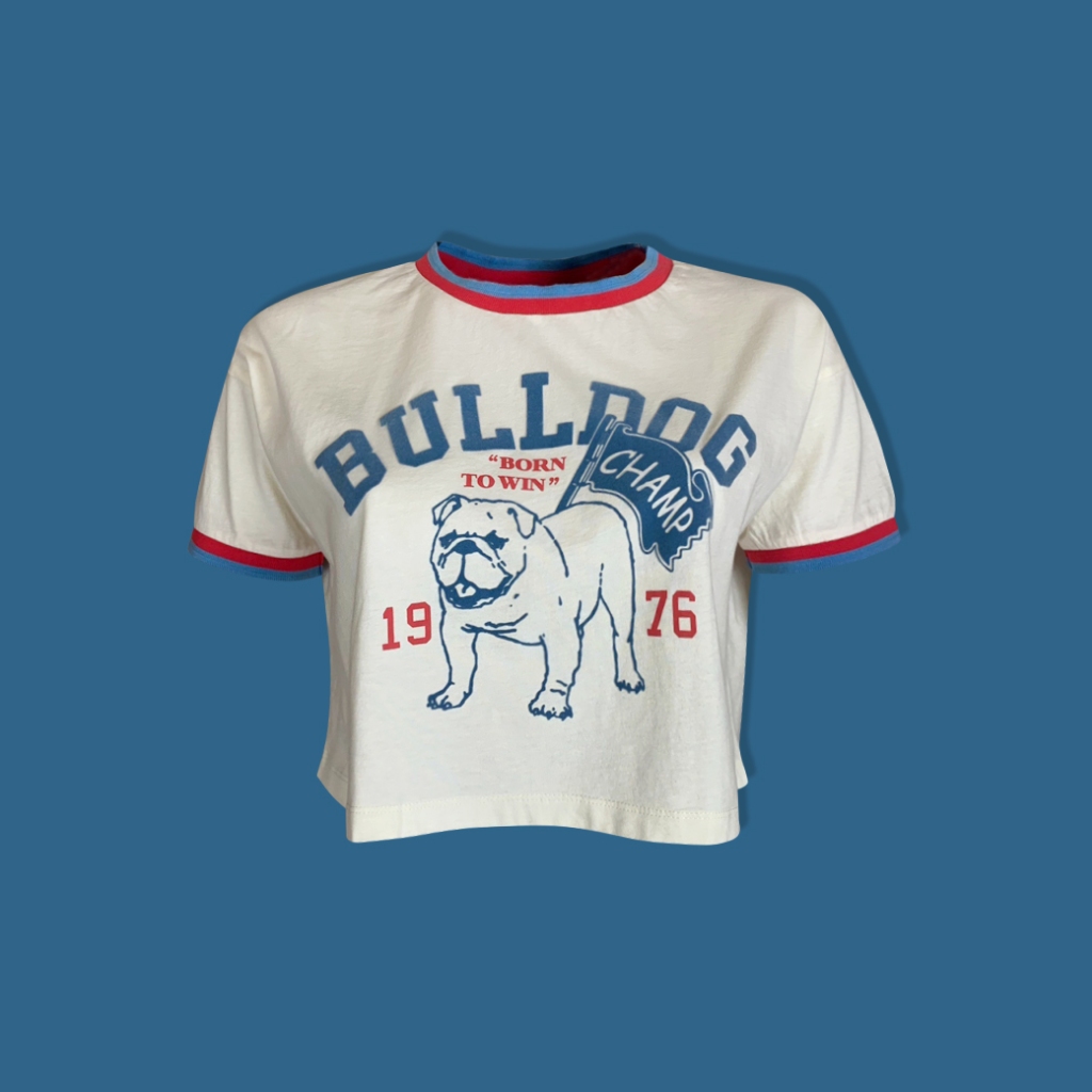 Hybrid T-shirt Women ไฮบริดเสื้อยืดผู้หญิงแขนสั้น ทรงครอป สีครีม(Cream)WTS-1036-CR เสื้อสตรีท เสื้อค