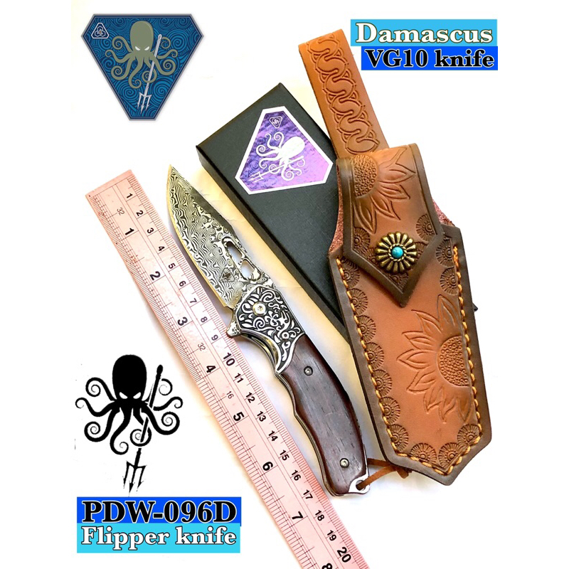 Damascus vg10 Flipper knife PDW-096D for collection 🫶