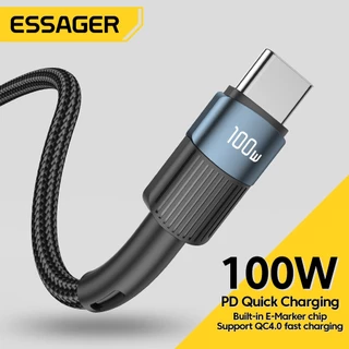 Essager PD 100W Type C To C สายสายชาร์จสายชาร์จเร็วสำหรับโทรศัพท์ Xiaomi Samsung