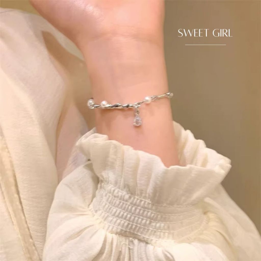 GLAMOR สร้อยข้อมือมุก Sweet Girl กําไลเงิน สร้อยข้อมือเงินแท้925 สร้อยข้อมือมุก กำไลไข่มุกขาว