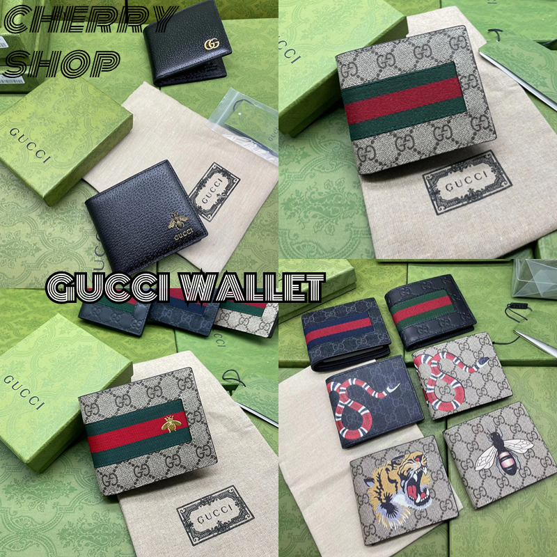 🍒กุชชี่ GUCCI GG Interlocking Double G Wallet🍒กระเป๋าสตางค์🍒กระเป๋าสตางค์ men's wallet