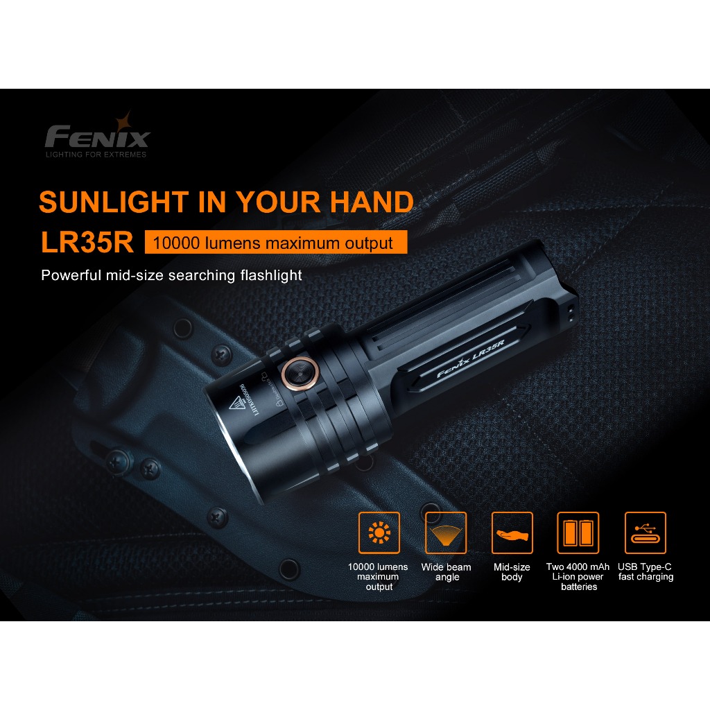 ไฟฉาย FENIX LR35R สว่าง 10000 LUMENS ส่องไกล 500 เมตร