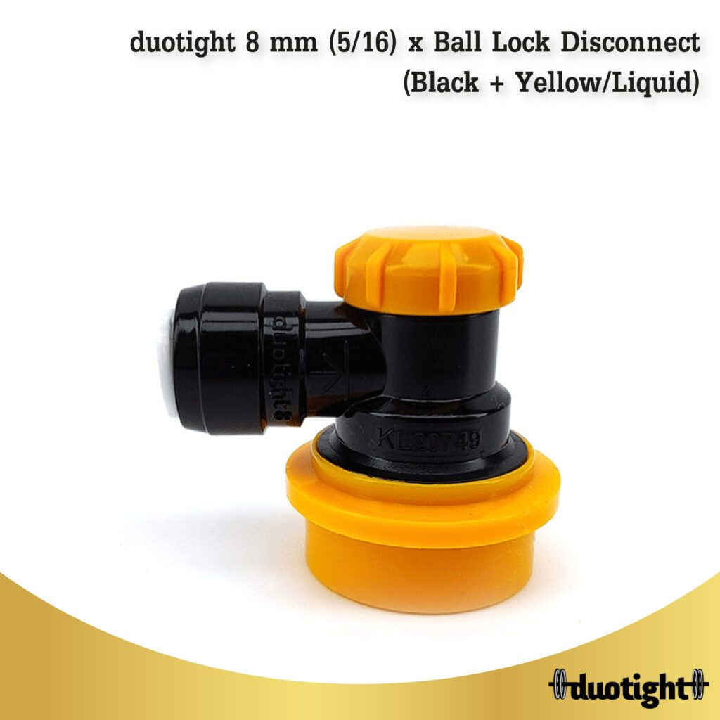 duotight 8mm (5/16) x Ball Lock Disconnect (Black + Yellow/Liquid)