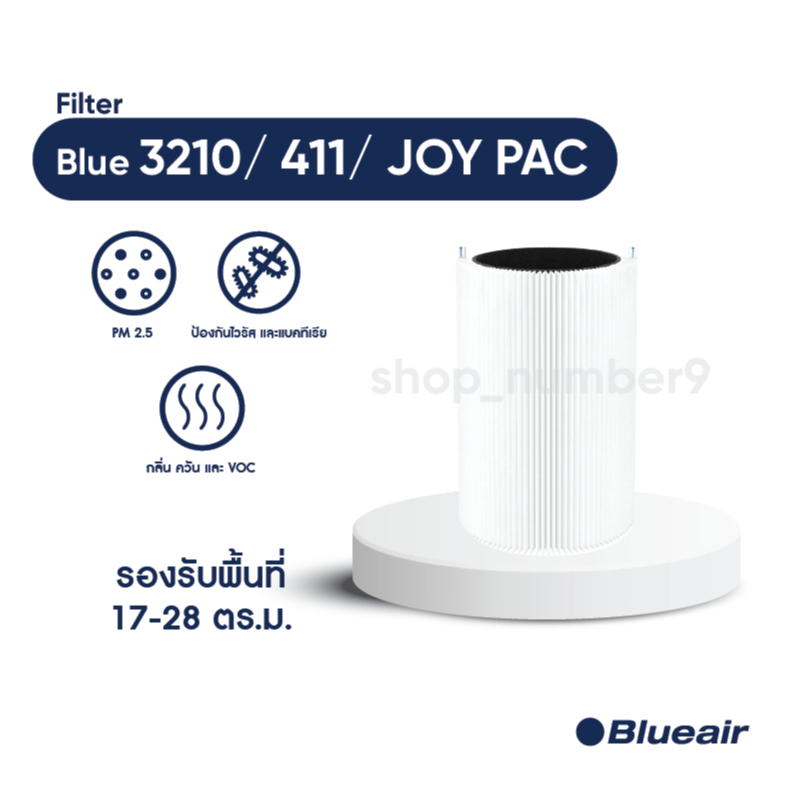 Blueair ไส้กรองอากาศ รุ่น Pure 411 , joy's , 3210 แผ่นกรอง Particle + Carbon กรองฝุ่น pm2.5
