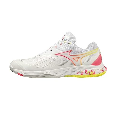 [HOT] [Mizuno] Badminton Shoes Wave Fang 2 FIT Fit Grip Stability Repulsion Hard Hitter White x Pink x Yellow 25.0 cm 2E [From JAPAN]