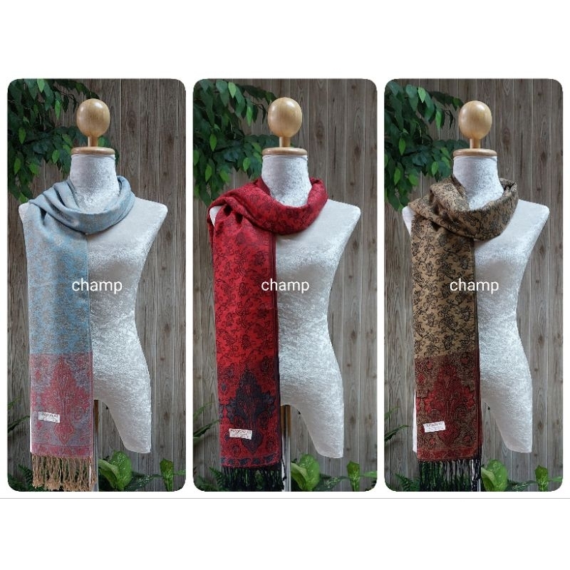 ผ้าพันคอ ผ้าคลุมไหล่ ลายไทยสวยหรู เนื้อนิ่ม