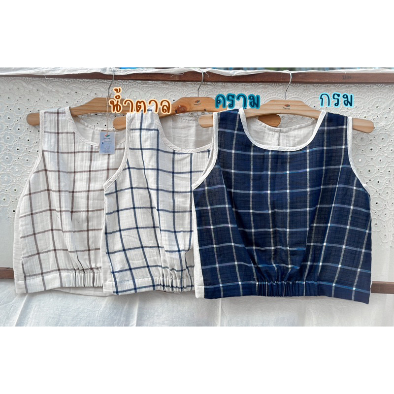 เสื้อจั๊มเอว เสื้อแขนกุด ผ้าสาลู2ชั้น ญี่ปุ่น รูปที่ 2