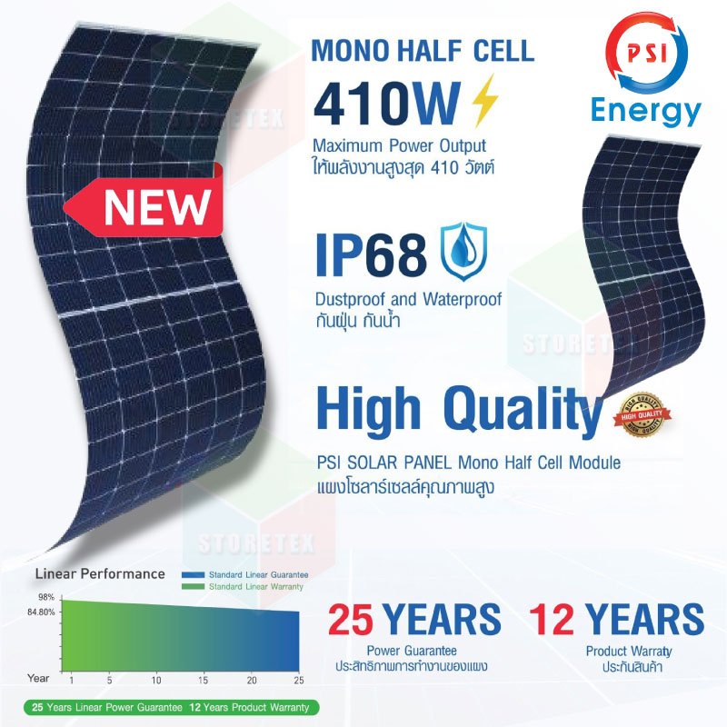 PSI Energy Solar Slim Mono Half Cell แผงโซล่าเซลล์ 410W