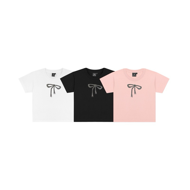 29decem - เสื้อลาย Ribbon babytee สกรีนกากเพชร