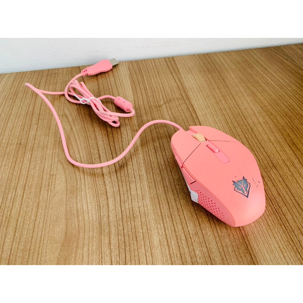 เมาส์ Mouse Nubwo icarus NM-93  Gaming Mouse (สีชมพู) มือสอง มีประกันร้าน