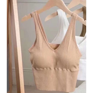 [ส่งจากไทย] 𝑩𝒓𝒂𝑩𝒓𝒂𝑩𝒓𝒂#bra-244 เสื้อกล้าม สายเดี่ยว ผ้าร่อง มีฟองน้ำ