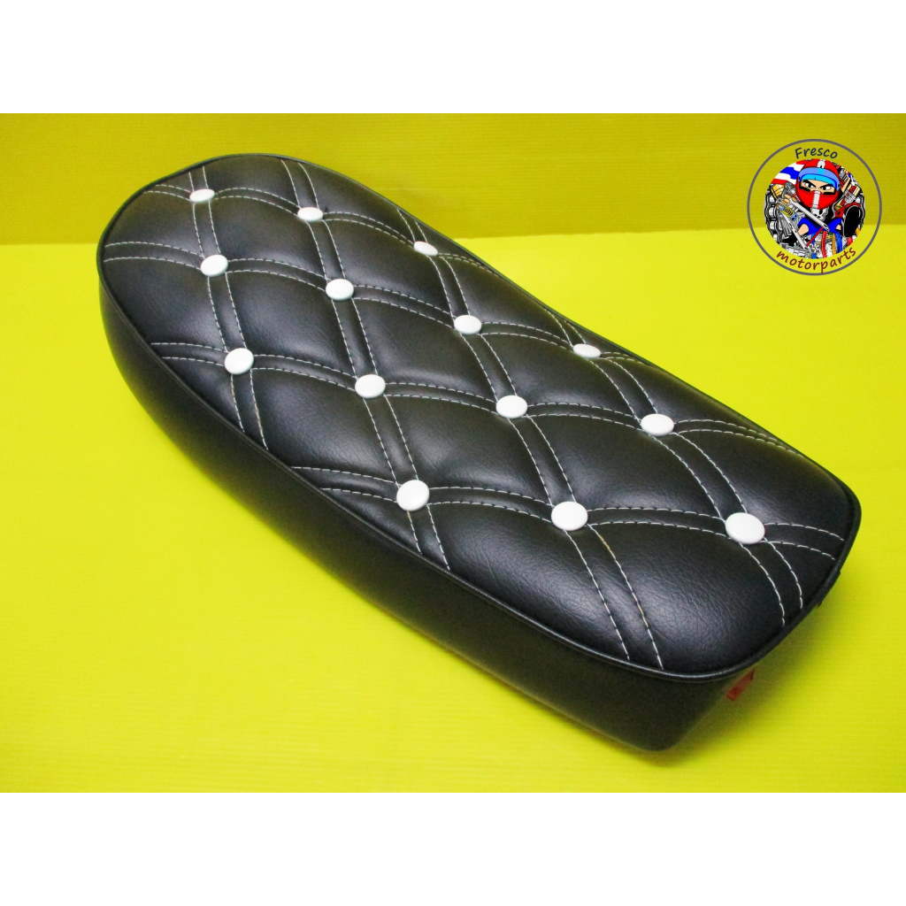 Fit Yamaha SR400 SR500 Black Seat & White Botton เบาะสำหรับรถมอเตอร์ไซด์