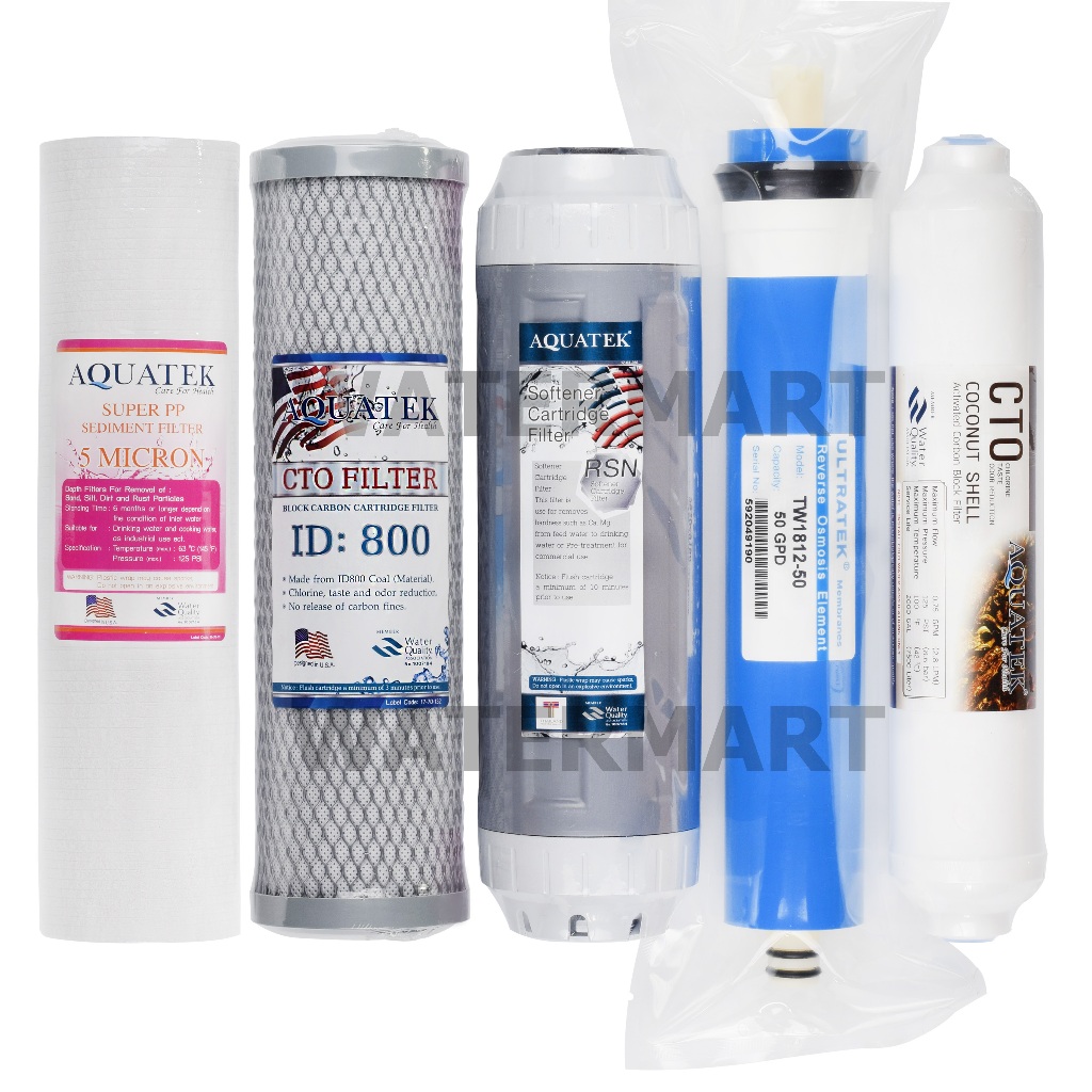 AQUATEK SILVER ชุดไส้กรองน้ำ RO 75 GPD Standard Set ขนาด 10 นิ้ว
