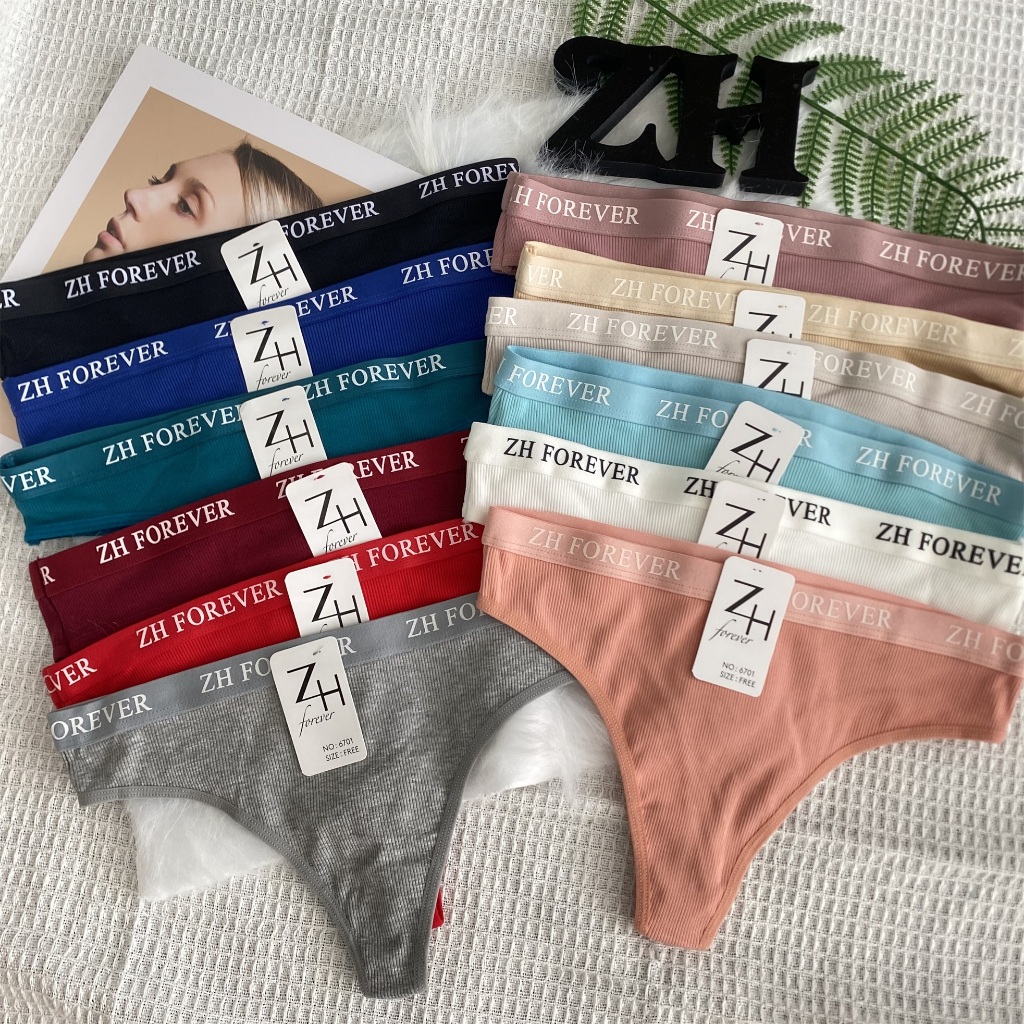กางเกงชั้นในผู้หญิง กางเกงในจีสตริงขอบลายอักษรZH.6701