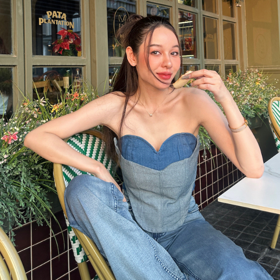 MOTTOM - Niki Double Strapless Denim Top