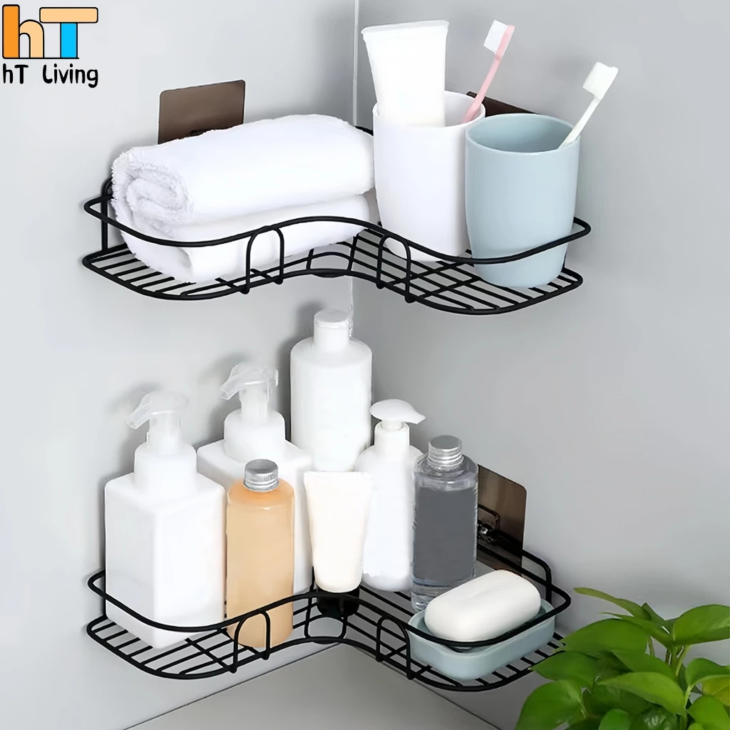 HT ชั้นวางของห้องน้ำ ไม่ต้องเจาะผนัง ที่วางของเข้ามุม thumbnail 4