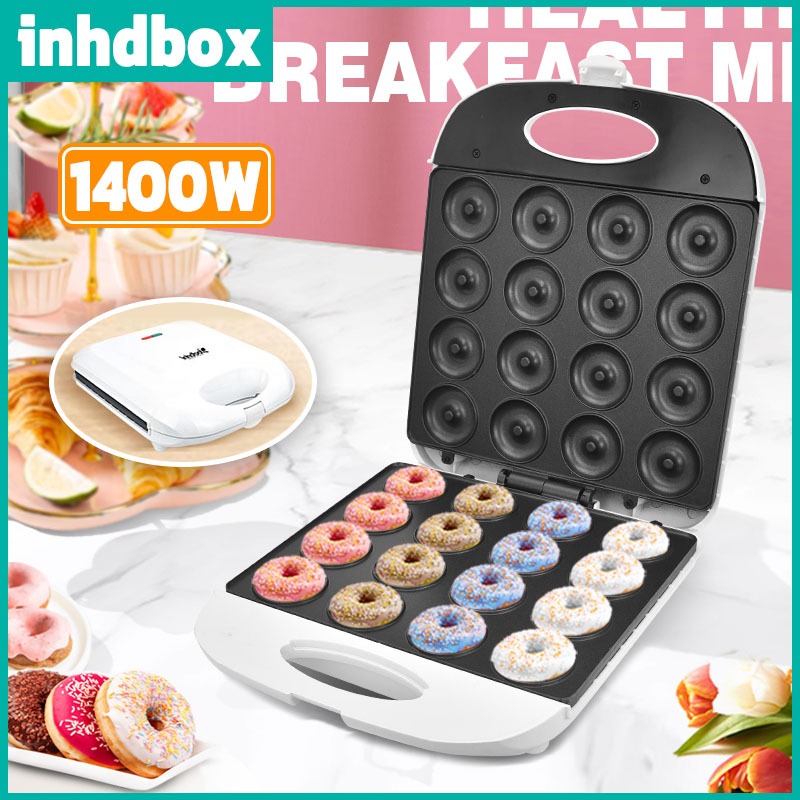 🚚พร้อมส่ง🚚 INHDBOX 1400W  16 หลุม เครื่องทําโดนัท เครื่องทําโดนัทจิ๋ว เครื่องโดนัท Donut Maker รับประกัน 1 ปี