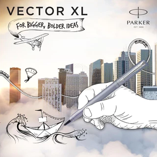 สลักชื่อฟรี Parker ปากกาโรลเลอร์บอล ปากกาเคมี ขนาด 0.7mm หมึกสีดำ Vector XL Rollerball Pen