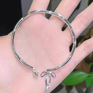 COD-ในไทย💖สร้อยข้อมือ สีพื้นประดับโบว์ ปรับขนาดได้เปิด น่ารักหวาน ไม่ทําให้แพ้ง่าย สไตล์เกาหลีเรียบง่าย สำหรับผู้หญิง-Kr