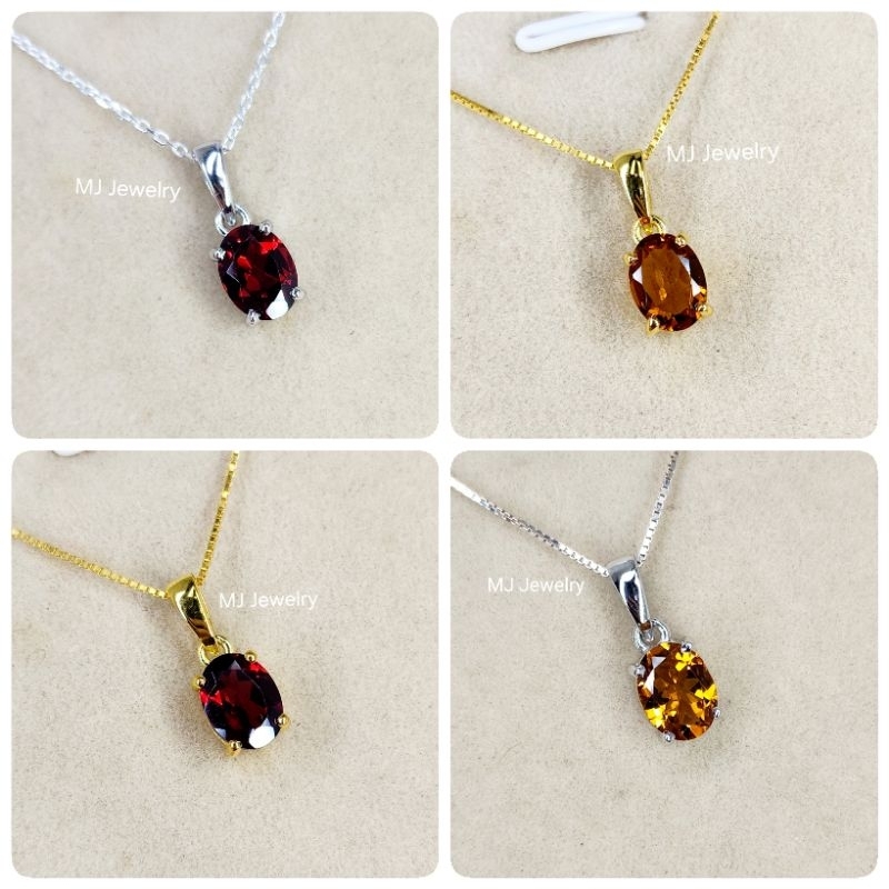จี้พลอยเพอริดอท 8×6 มิล พร้อมสร้อย เงินแท้ 925 รับประกันพลอยแท้ จัดส่งพร้อมกล่องจี้และใบรับประกัน