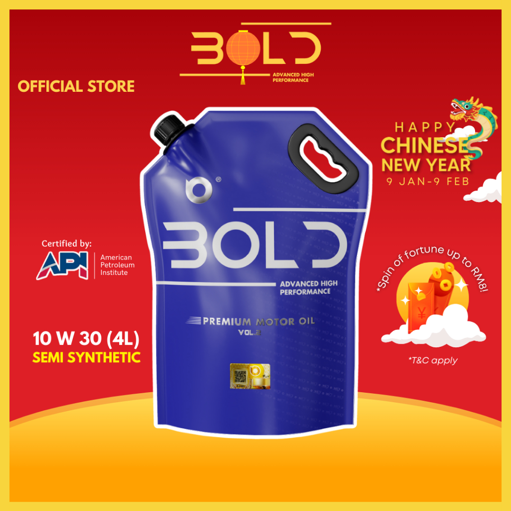 BOLD น้ำมันเครื่อง 4 ลิตร 10w30 กึ่งสังเคราะห์ เบนซิน SEMI-Synthetic API