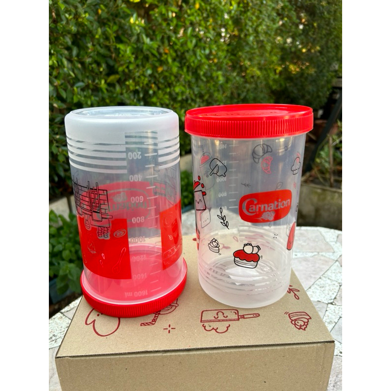 (ขายคู่ 2 ใบ)โหลพลาสติกคาเนชั่น 1600ml ฝาเกลียวปิดสนิท