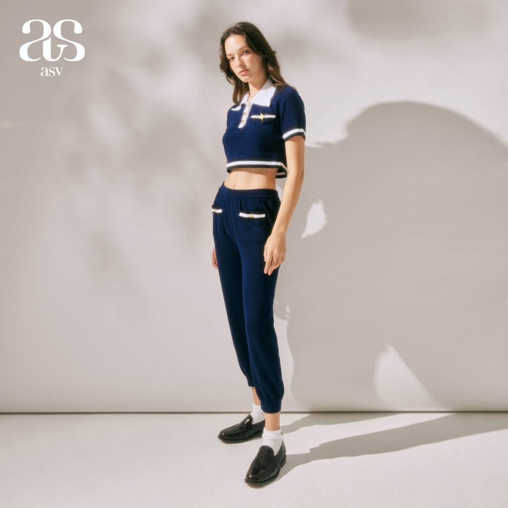[asv rs24] Dorothy Jumper Pants กางเกงผู้หญิง ขายาว ทรงขาจั๊มพ์ ตกแต่งแถบปีเก้ด้านหน้า เอวยางยืด