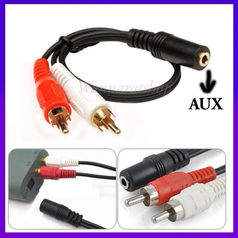 สาย AV 3.5mm Stereo Audio Female Jack to 2 RCA Male Socket to Headphone CABLE 30cm