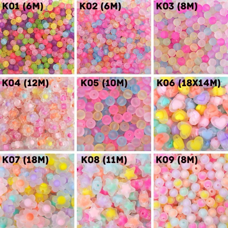 ลูกปัดสีขุ่น ลูกปัด ลูกปัดสอดไส้ คละสี (15g/30g) รอบส่งทุกวัน