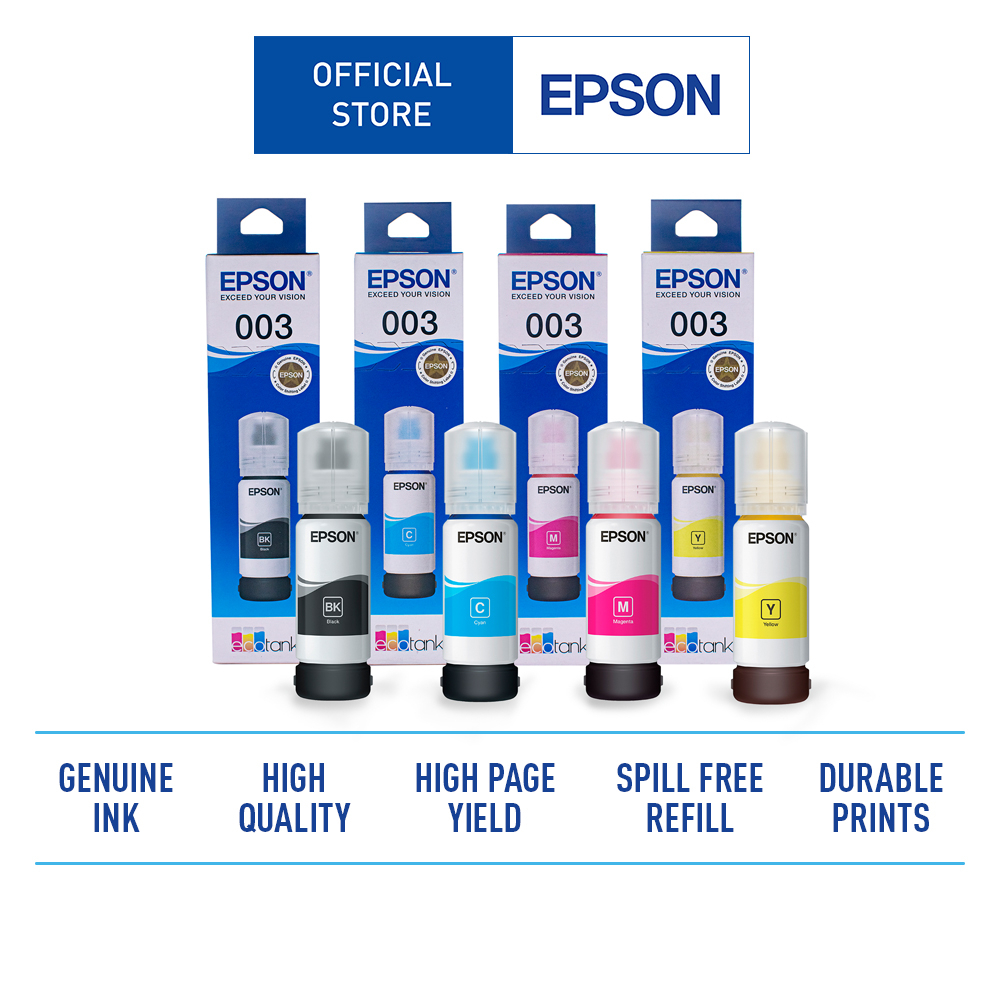 หมึกเติมของแท้ เอปสัน EPSON 003 ของแท้ 100%เหมาะสำหรับ L1110/L3110/L3210/L3216/L3150/L3250/L5190/L6190